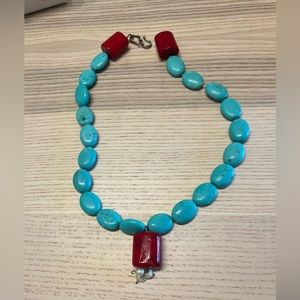 Turquoise & coral necklace